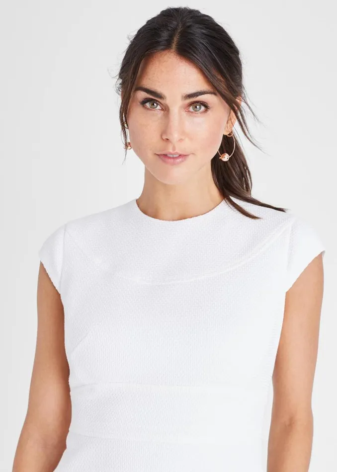 Norika Textured Dress White Women Phase Eight Dresses