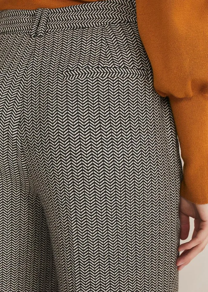 Nouria Herringbone Tapered Trouser Blackcream Women Phase Eight Trousers