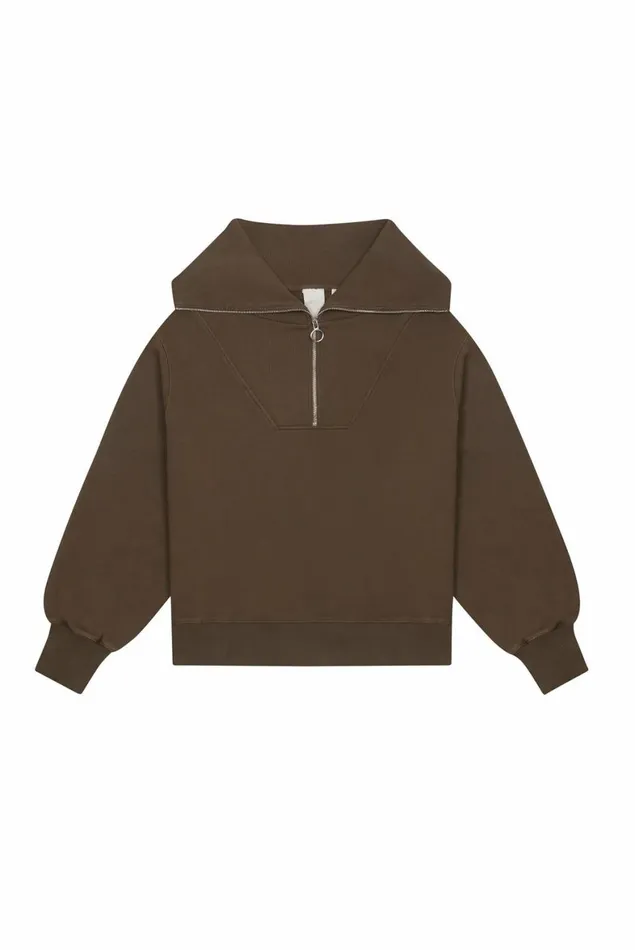 NTRLS Mocha Quarter Zip Sweatshirt Brown Women Jaded London