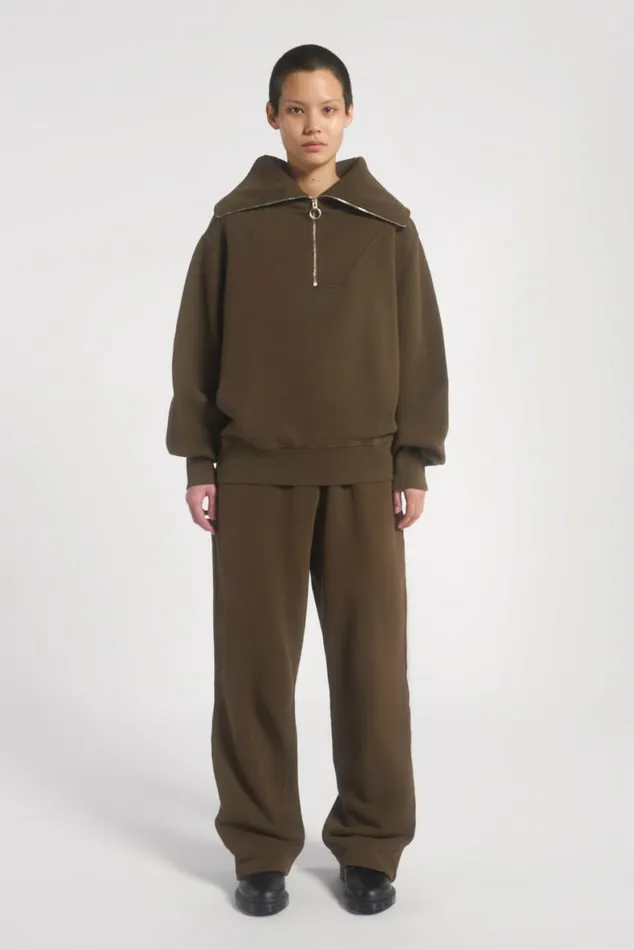 NTRLS Mocha Quarter Zip Sweatshirt Brown Women Jaded London