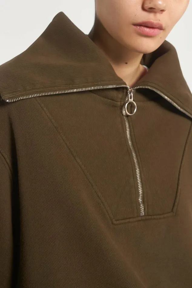 NTRLS Mocha Quarter Zip Sweatshirt Brown Women Jaded London