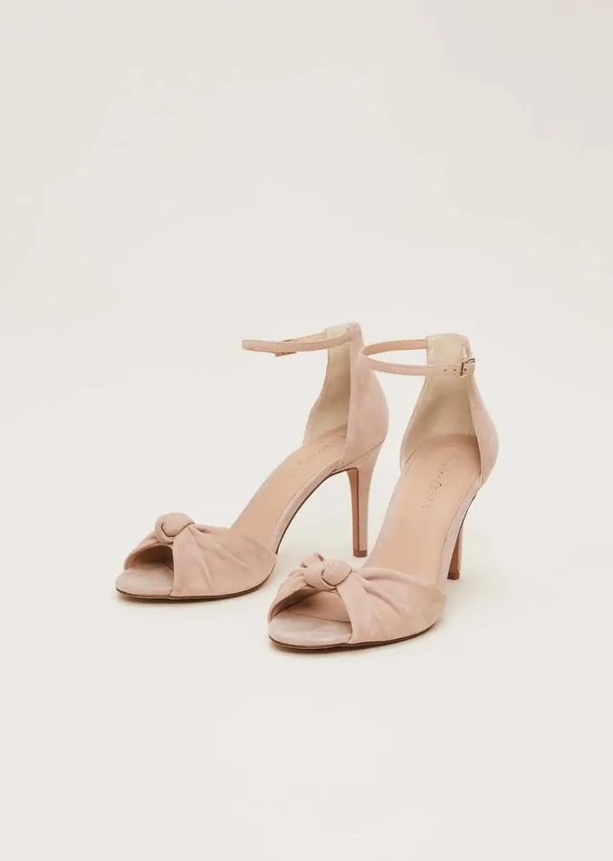 Nude Suede Open Toe Heels Latte Women Phase Eight Occasion Shoes