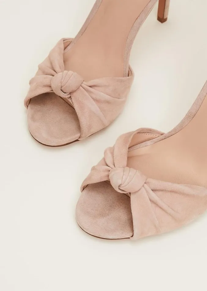 Nude Suede Open Toe Heels Latte Women Phase Eight Occasion Shoes