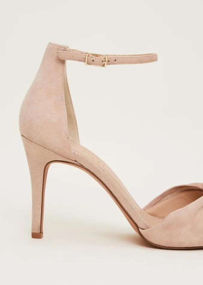 Nude Suede Open Toe Heels Latte Women Phase Eight Occasion Shoes