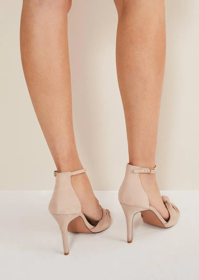 Nude Suede Open Toe Heels Latte Women Phase Eight Occasion Shoes