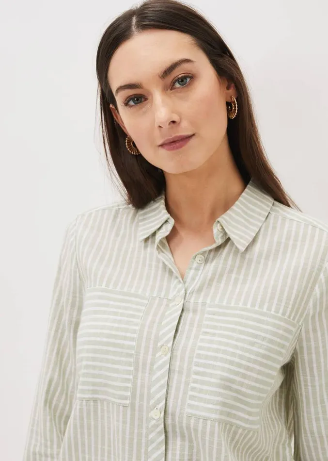 Oliva Ruched Side Stripe Shirt Sage Women Phase Eight Shirts and Blouses