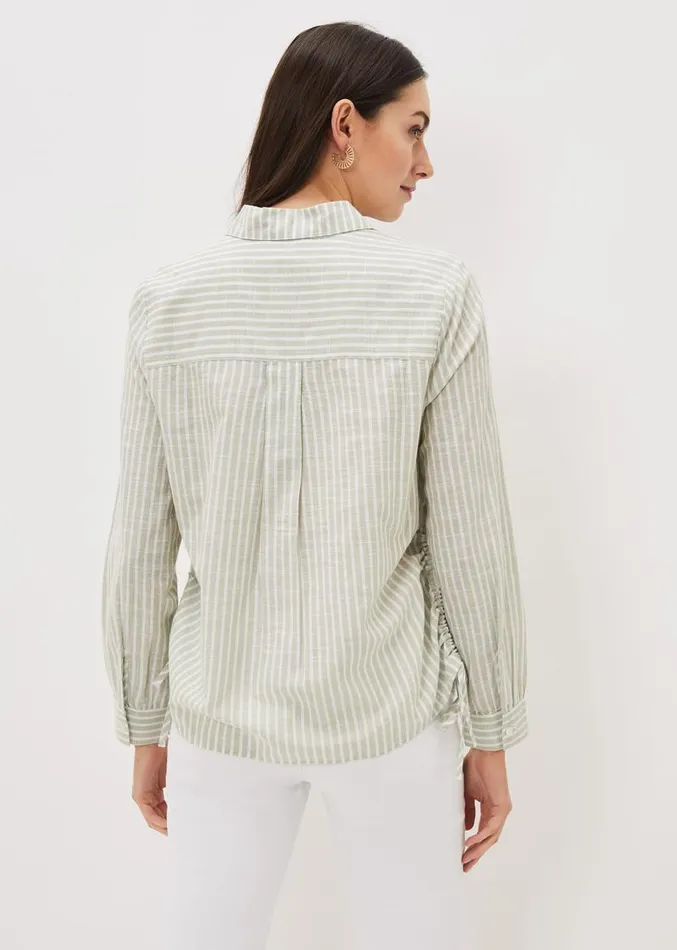 Oliva Ruched Side Stripe Shirt Sage Women Phase Eight Shirts and Blouses