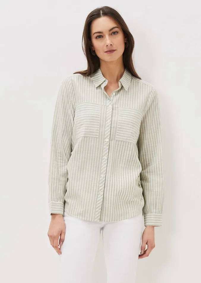 Oliva Ruched Side Stripe Shirt Sage Women Phase Eight Shirts and Blouses