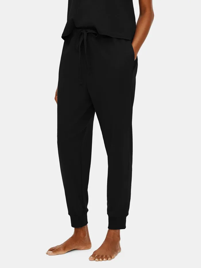 Organic Cotton Interlock Jogger Sleep Pant Black Women Eileen Fisher Sleepwear