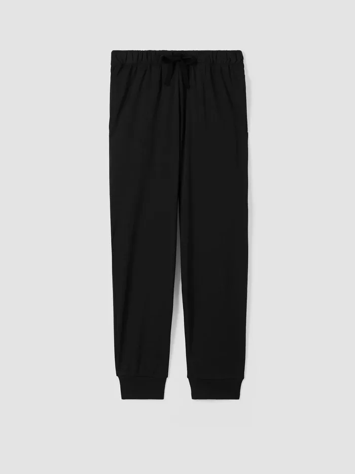 Organic Cotton Interlock Jogger Sleep Pant Black Women Eileen Fisher Sleepwear