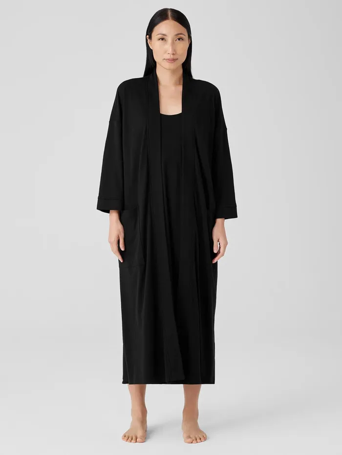 Organic Cotton Interlock Sleep Robe Black Women Eileen Fisher Sleepwear