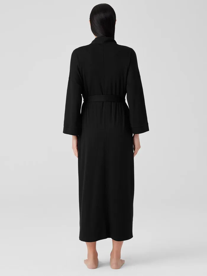 Organic Cotton Interlock Sleep Robe Black Women Eileen Fisher Sleepwear