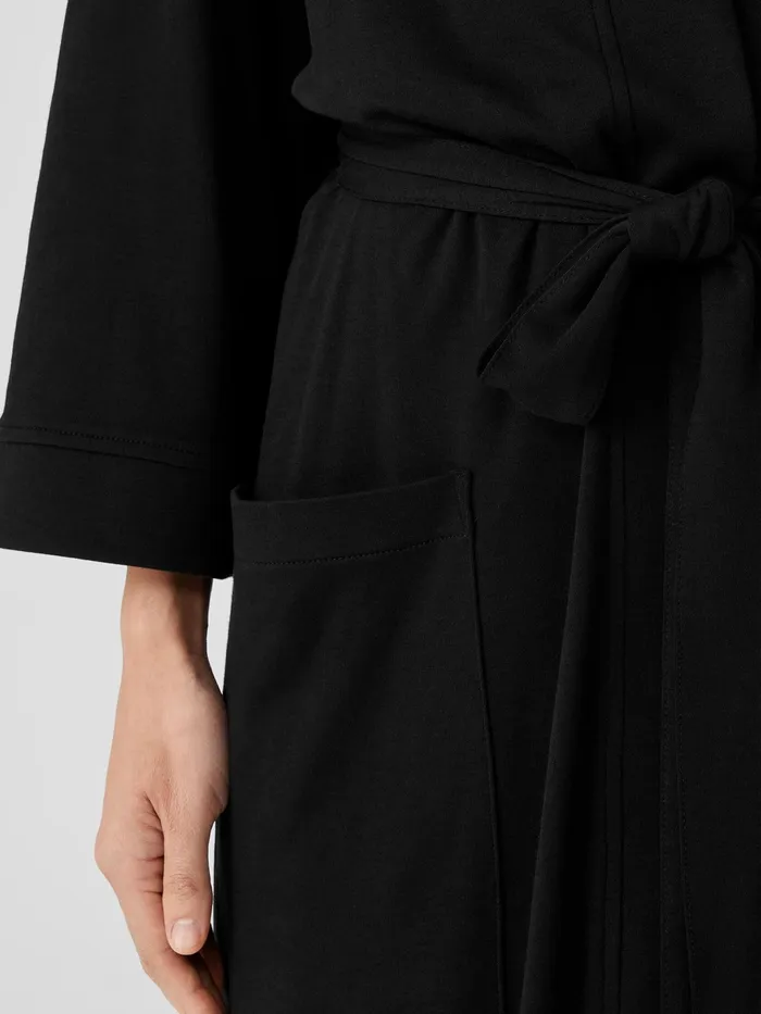 Organic Cotton Interlock Sleep Robe Black Women Eileen Fisher Sleepwear