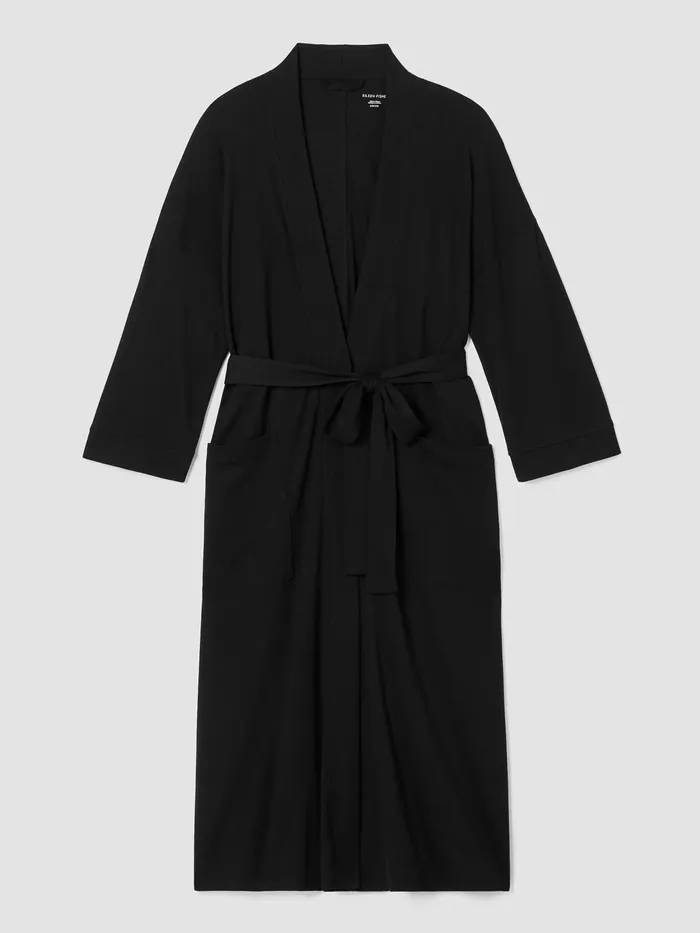 Organic Cotton Interlock Sleep Robe Black Women Eileen Fisher Sleepwear