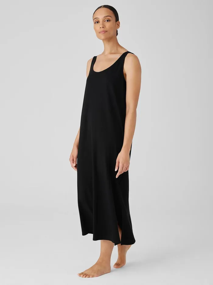 Organic Cotton Interlock Tank Sleep Dress Black Women Eileen Fisher Sleepwear