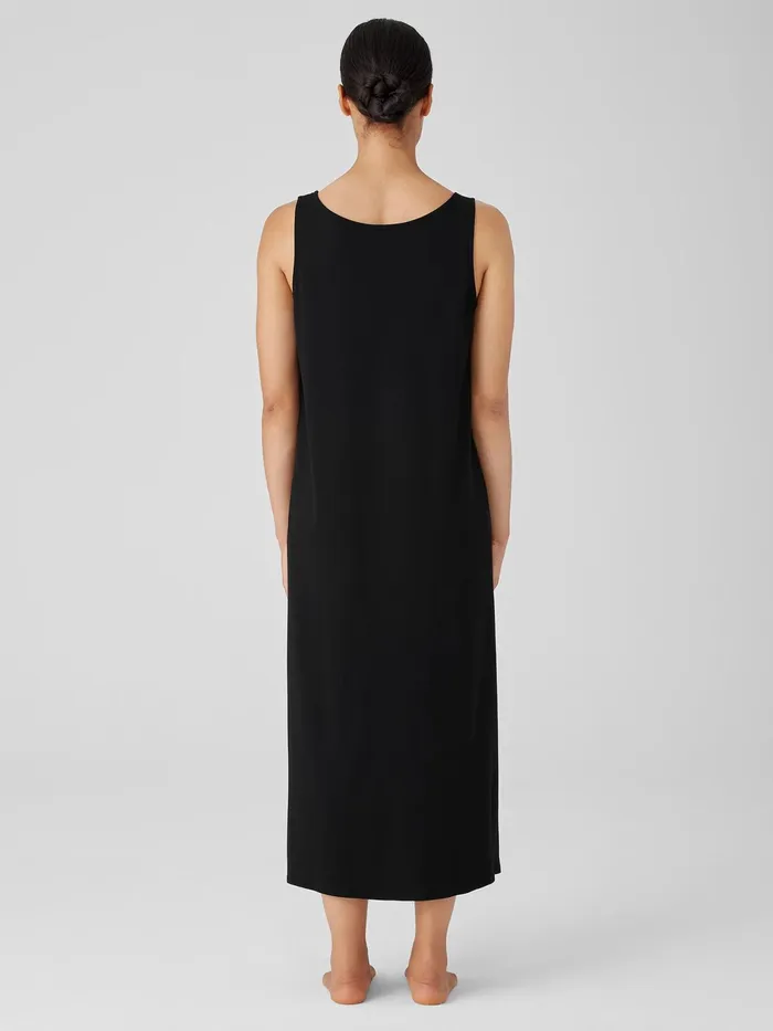 Organic Cotton Interlock Tank Sleep Dress Black Women Eileen Fisher Sleepwear