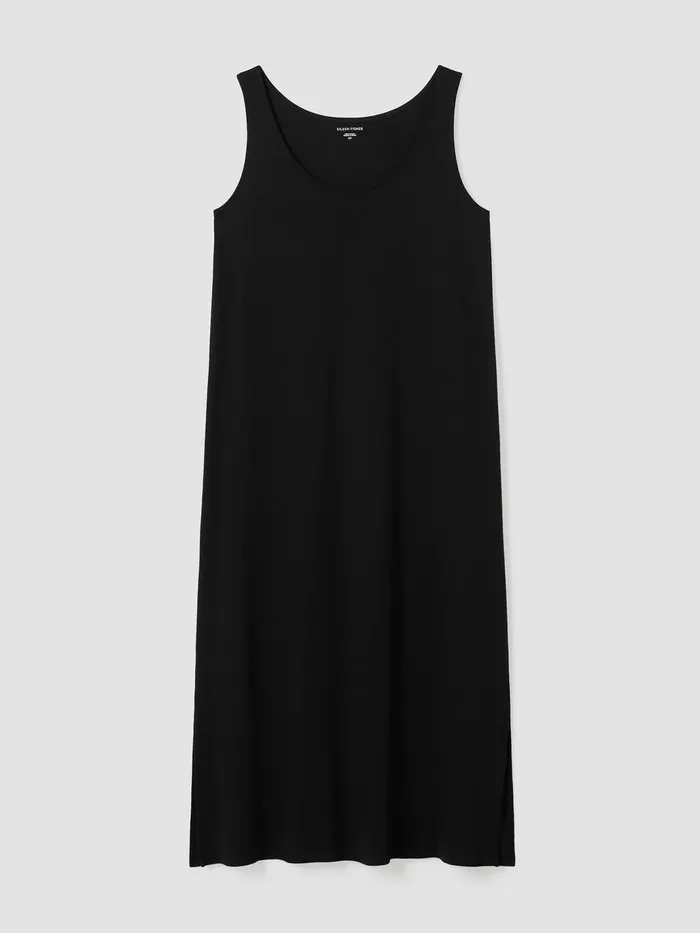 Organic Cotton Interlock Tank Sleep Dress Black Women Eileen Fisher Sleepwear