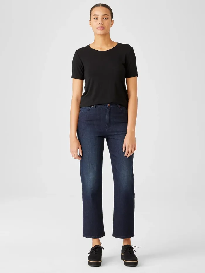 Organic Cotton Stretch Straight Ankle Jean Utility Blue Women Eileen Fisher Pants Shorts and Jumpsuits Organic Cotton Stretch Straight Ankle Jean Utility Blue Women Eileen Fisher Pants Shorts and Jumpsuits