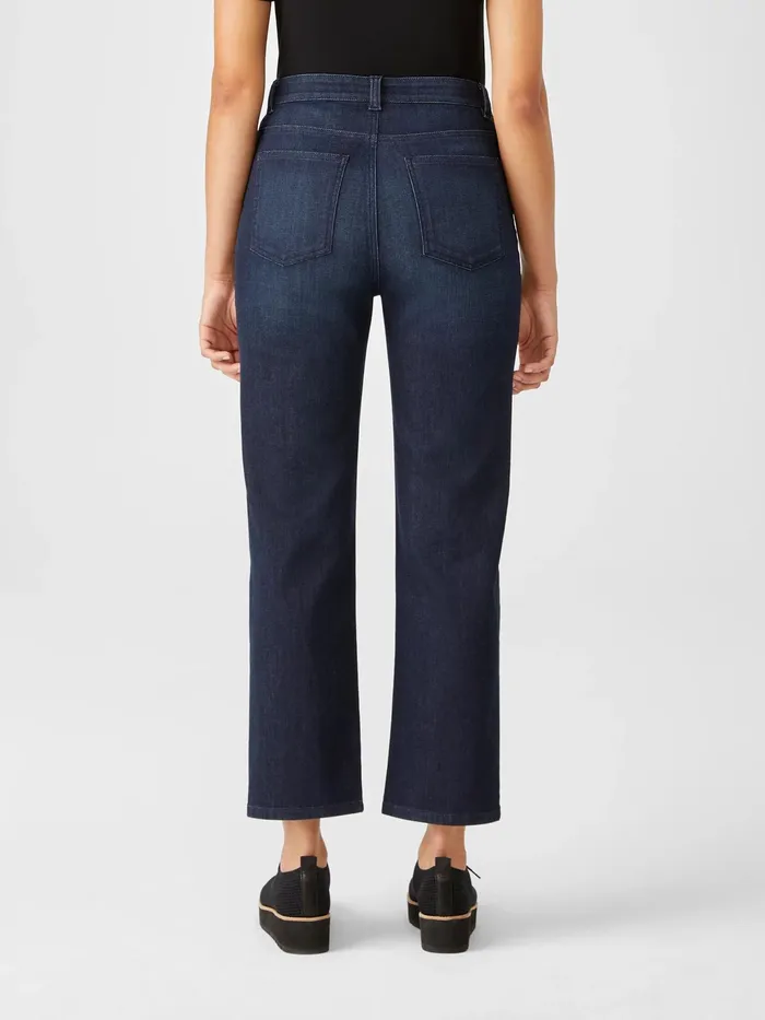 Organic Cotton Stretch Straight Ankle Jean Utility Blue Women Eileen Fisher Pants Shorts and Jumpsuits