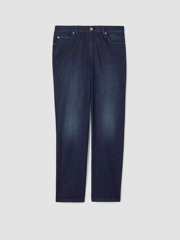 Organic Cotton Stretch Straight Ankle Jean Utility Blue Women Eileen Fisher Pants Shorts and Jumpsuits