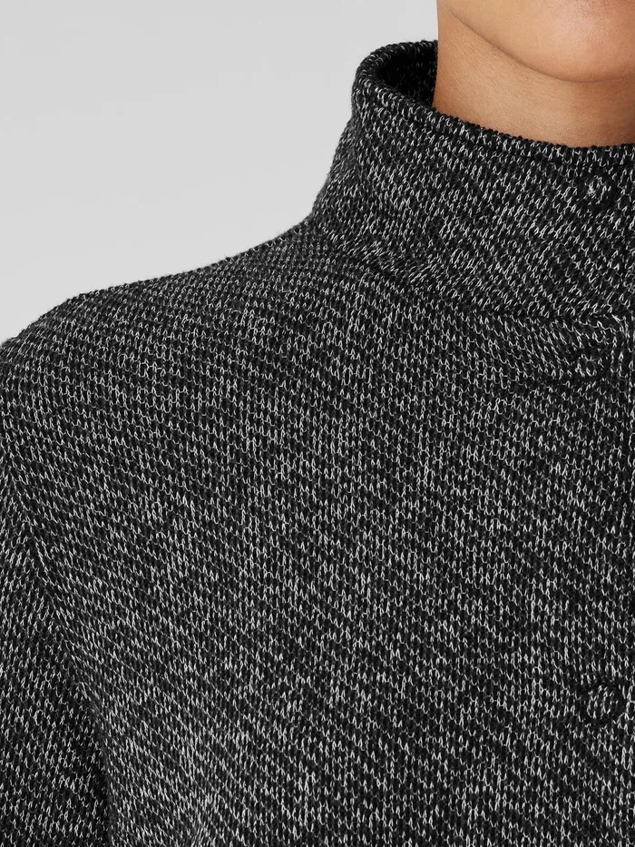 Organic Cotton Terry Stand Collar Jacket Blacksoftwhite Women Eileen Fisher Jackets Coats and Vests