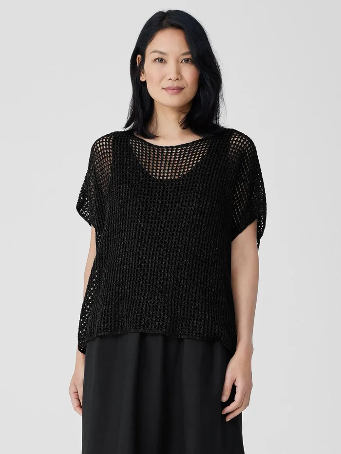 Organic Linen DlavBateau Neck Top Black Women Eileen Fisher Sweaters and Cardigans