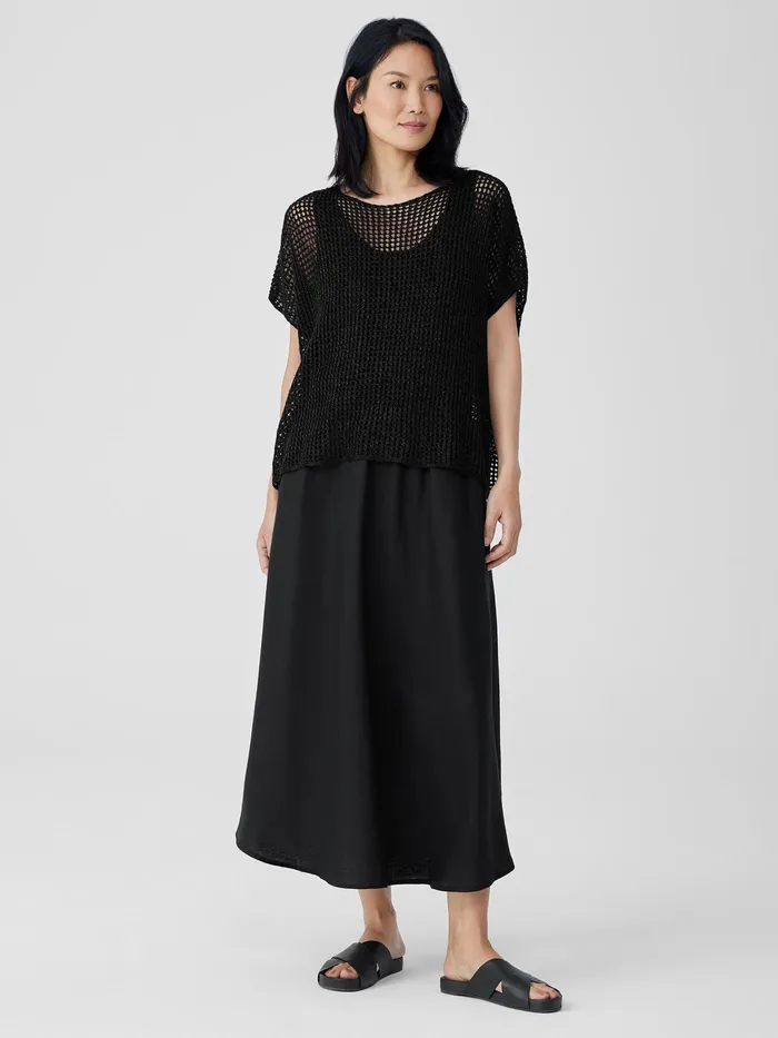 Organic Linen DlavBateau Neck Top Black Women Eileen Fisher Sweaters and Cardigans