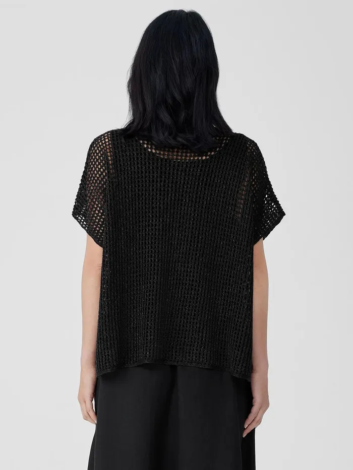 Organic Linen DlavBateau Neck Top Black Women Eileen Fisher Sweaters and Cardigans