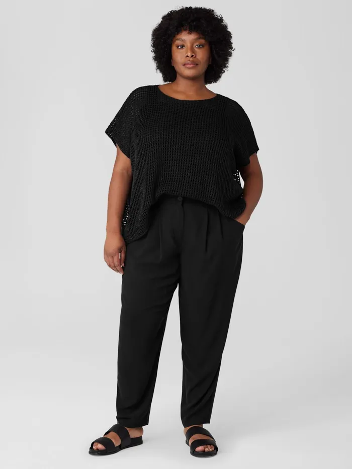 Organic Linen DlavBateau Neck Top Black Women Eileen Fisher Sweaters and Cardigans