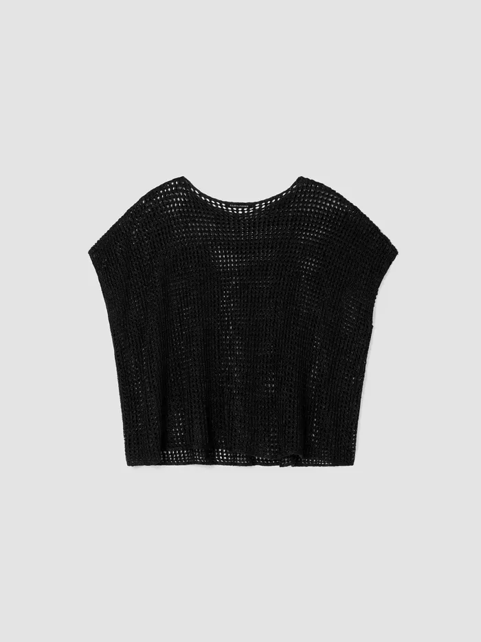 Organic Linen DlavBateau Neck Top Black Women Eileen Fisher Sweaters and Cardigans
