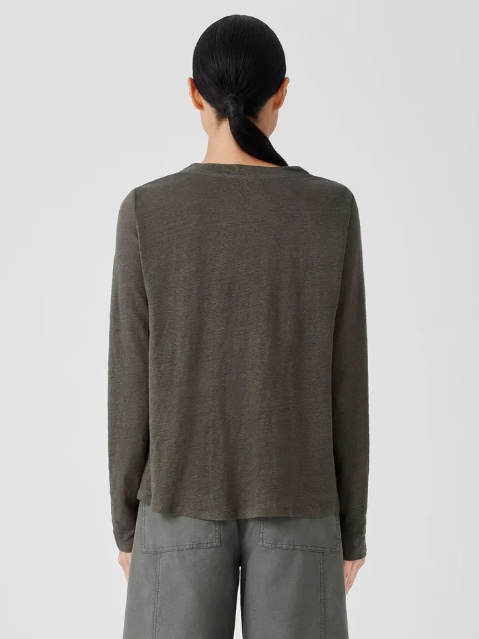 Organic Linen Jersey Crew Neck Top Grove Women Eileen Fisher Denim