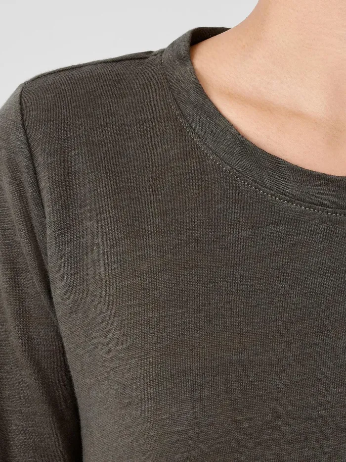 Organic Linen Jersey Crew Neck Top Grove Women Eileen Fisher Denim