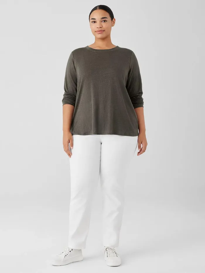 Organic Linen Jersey Crew Neck Top Grove Women Eileen Fisher Denim