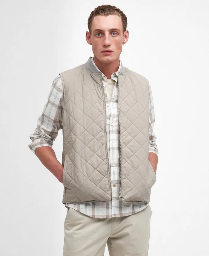 Orton Quilted Gilet Concrete Men Barbour Gilets and Liners
