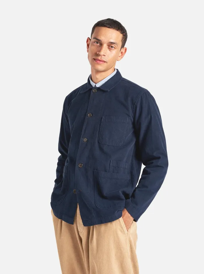 Overshirts Men Universal Works Universal Works Bakers Overshirt In Navy Fine Cord