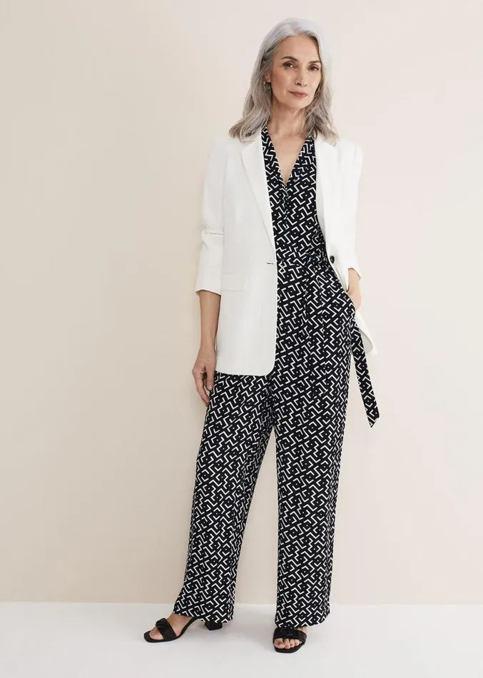 Paige Abstract Print Wide Leg Jumpsuit Navyivory Women Phase Eight Dresses