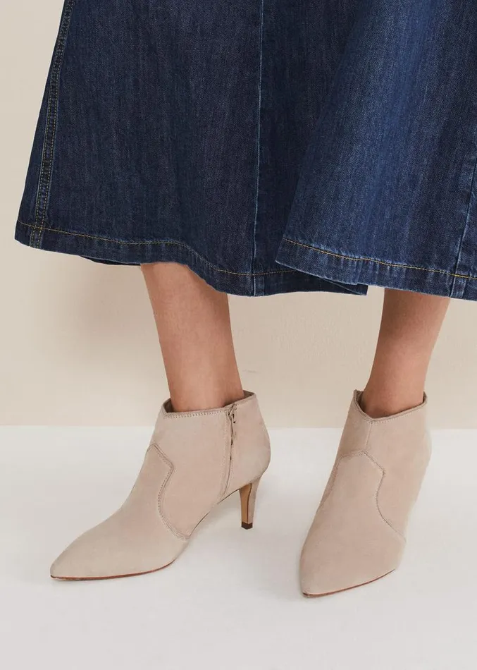 Panelled Shoe Boots Neutral Women Phase Eight Heels
