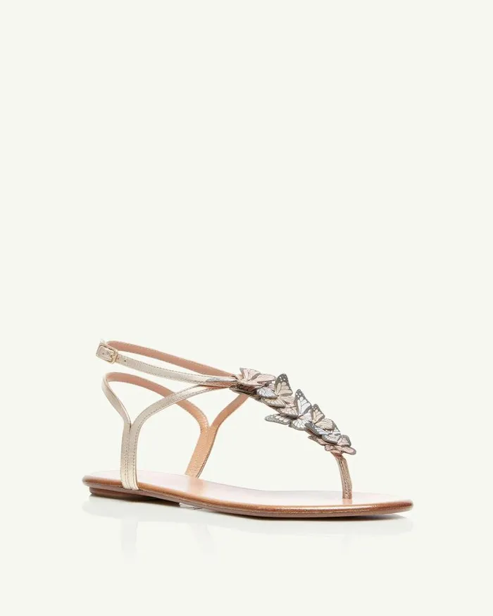 Papillon Sandal Flat Gold Women Aquazzura Sandals