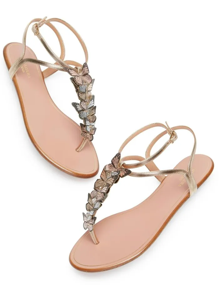 Papillon Sandal Flat Gold Women Aquazzura Sandals Papillon Sandal Flat Gold Women Aquazzura Sandals