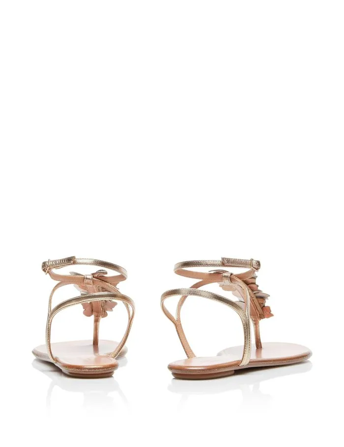Papillon Sandal Flat Gold Women Aquazzura Sandals Papillon Sandal Flat Gold Women Aquazzura Sandals