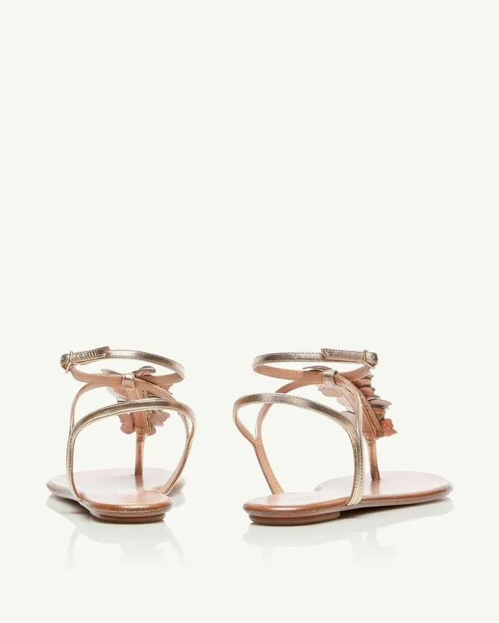 Papillon Sandal Flat Gold Women Aquazzura Sandals Papillon Sandal Flat Gold Women Aquazzura Sandals