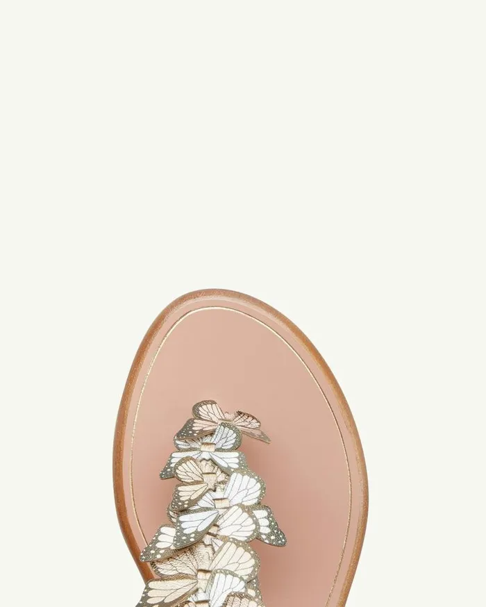 Papillon Sandal Flat Gold Women Aquazzura Sandals Papillon Sandal Flat Gold Women Aquazzura Sandals