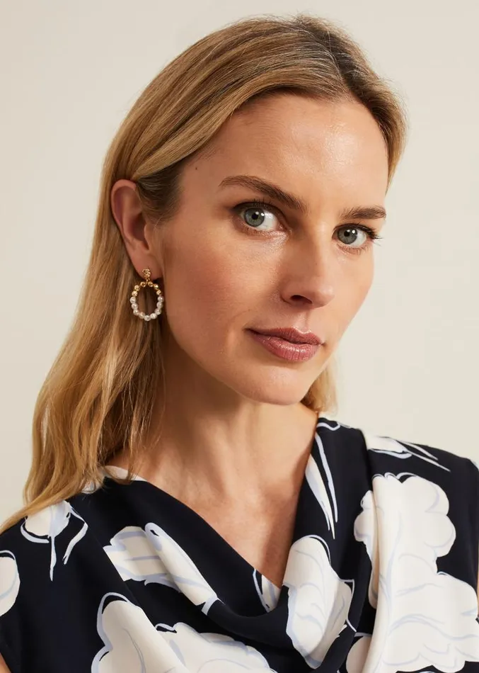 Pearl Hoops Gold Women Phase Eight Jewellery