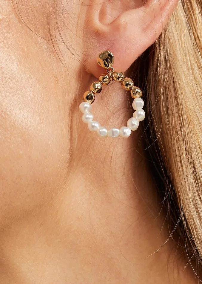 Pearl Hoops Gold Women Phase Eight Jewellery