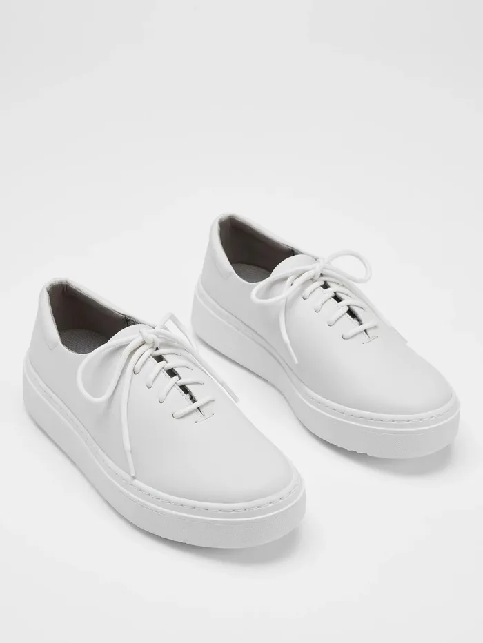 Penni Leather Wedge Sneaker White Women Eileen Fisher Shoes