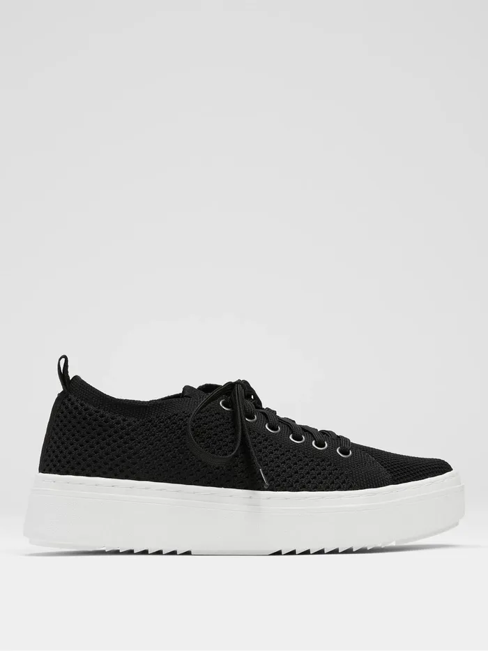 Peris Recycled Stretch Knit Wedge Sneaker Black Women Eileen Fisher Shoes