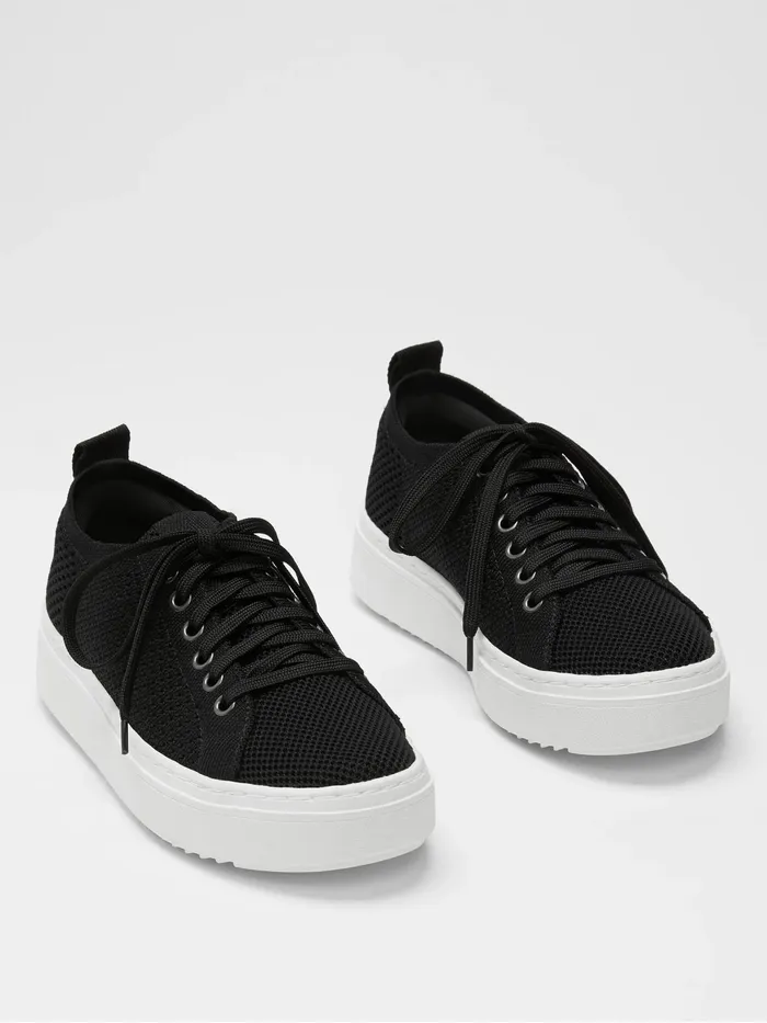 Peris Recycled Stretch Knit Wedge Sneaker Black Women Eileen Fisher Shoes