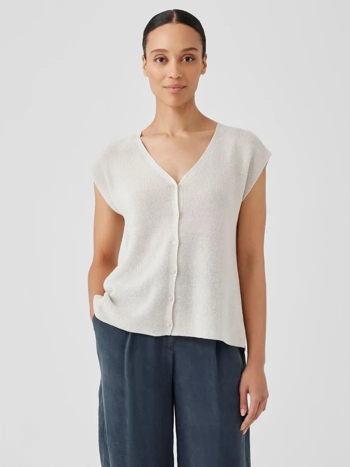 Peruvian Organic Cotton Crepe Vest Bone Women Eileen Fisher Sweaters and Cardigans