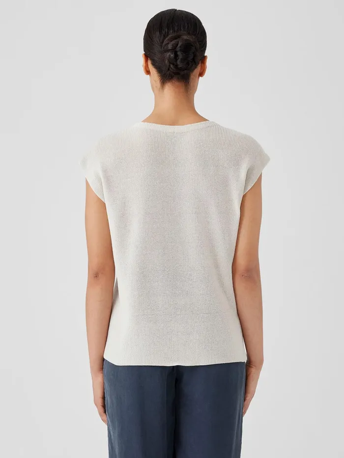 Peruvian Organic Cotton Crepe Vest Bone Women Eileen Fisher Sweaters and Cardigans
