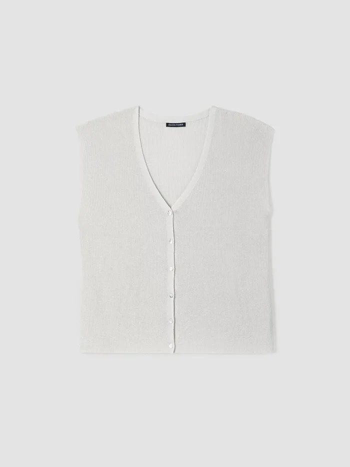 Peruvian Organic Cotton Crepe Vest Bone Women Eileen Fisher Sweaters and Cardigans